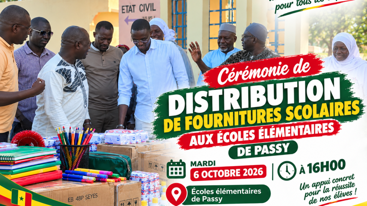Passy : le maire Baye Niass au cœur d’une opération de distribution de fournitures scolaires